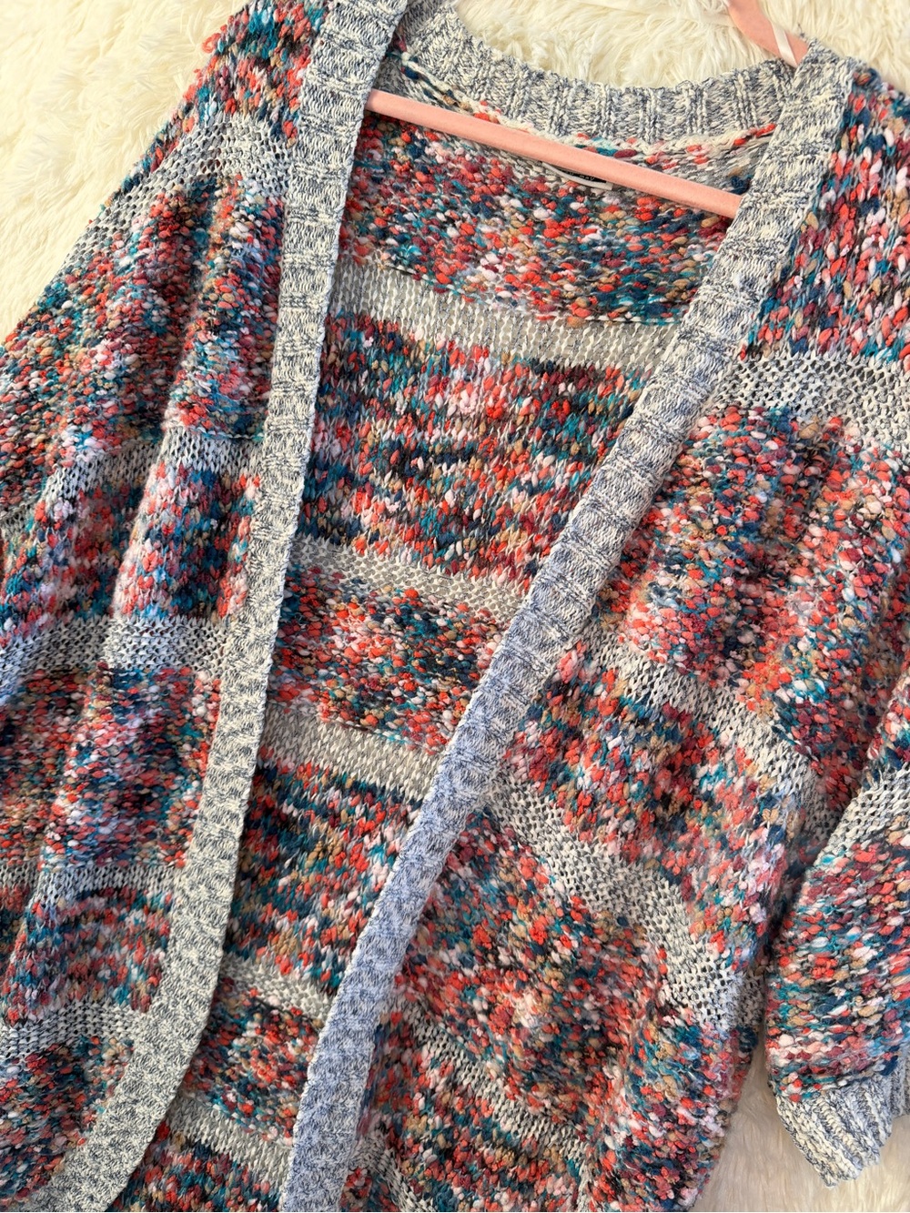 Noisy May Anthropologie Womens Indie Boho Confetti Chunky Knit Cocoon Cardigan L - Picture 4 of 10